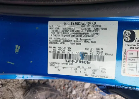 2011 Ford Fusion Se from USA, damaged, VIN 3FAHP0HA5BR183464
